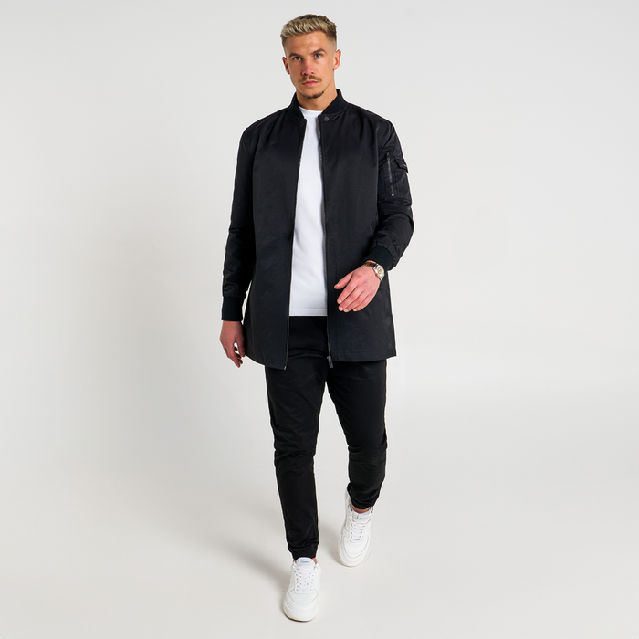 Neves Longline Bomber Jacket - Black